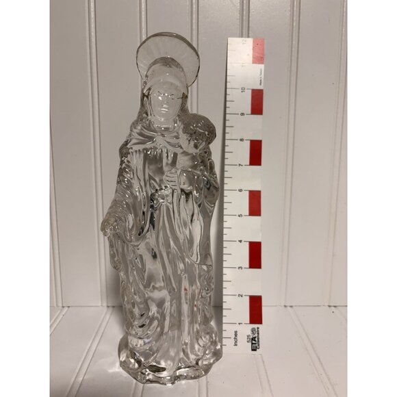 Glass Madonna Holding Baby Jesus Figurine Virgin Mary Christ Child 12” Tall - Picture 10 of 11